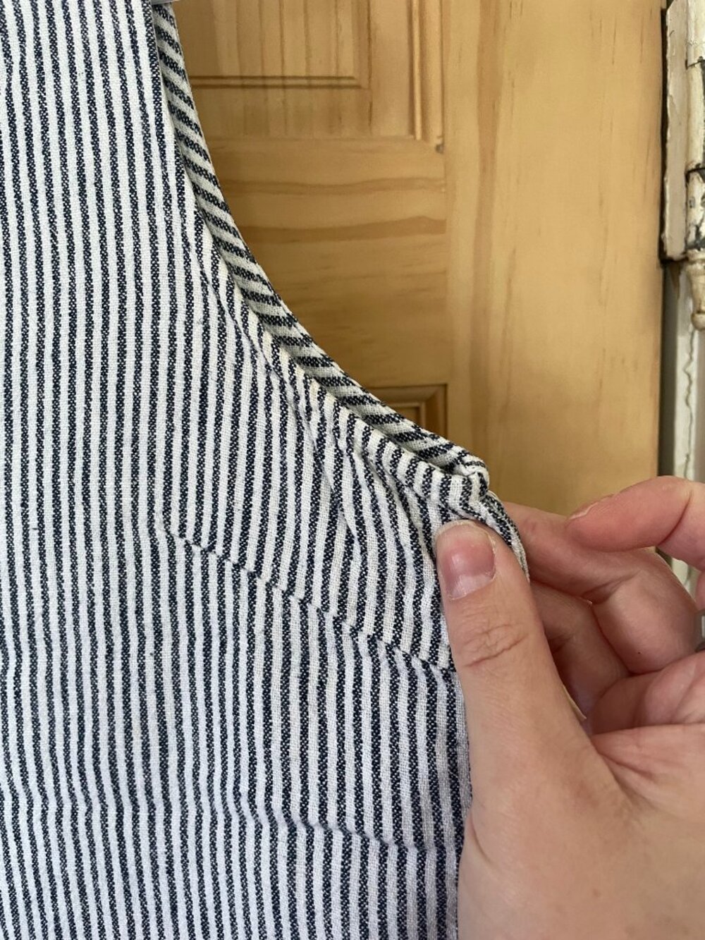 Gap Linen-Blend Sleeveless Striped Shirt Dress - Women's Sz M - Blue and White - Picture 10 of 12